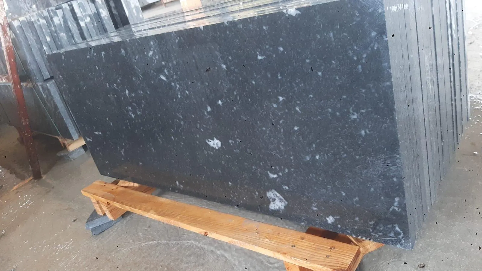 Black marble slab with white veins